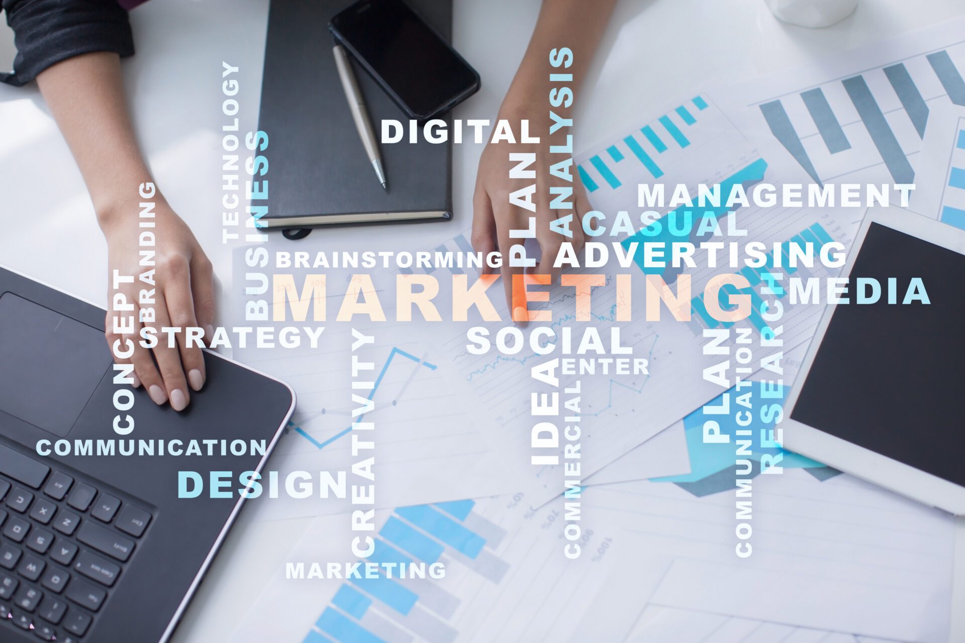 Marketing business concept on virtual screen. Marketing business concept on virtual screen.